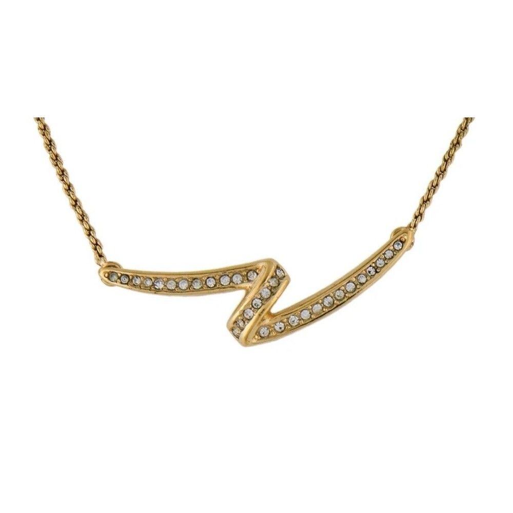 Vintage Christian Dior Gold Toned Crystal Rhinestone Statement Necklace